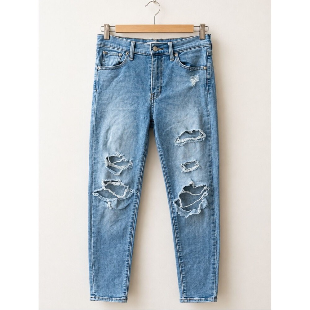 Levi’s Mile High Super Skinny Jeans Womens 26 High Rise Light Wash Distressed